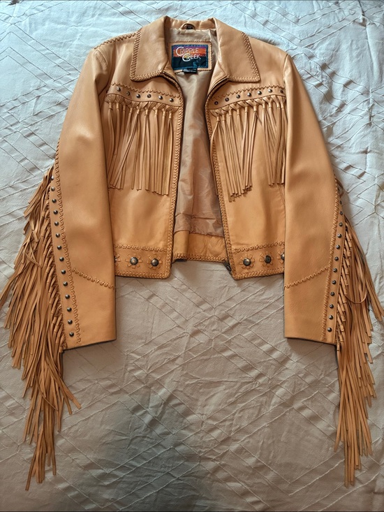 Cripple Creek Jackets & Blazers - Fringed Tan Leather Jacket by CRIPPLE CREEK